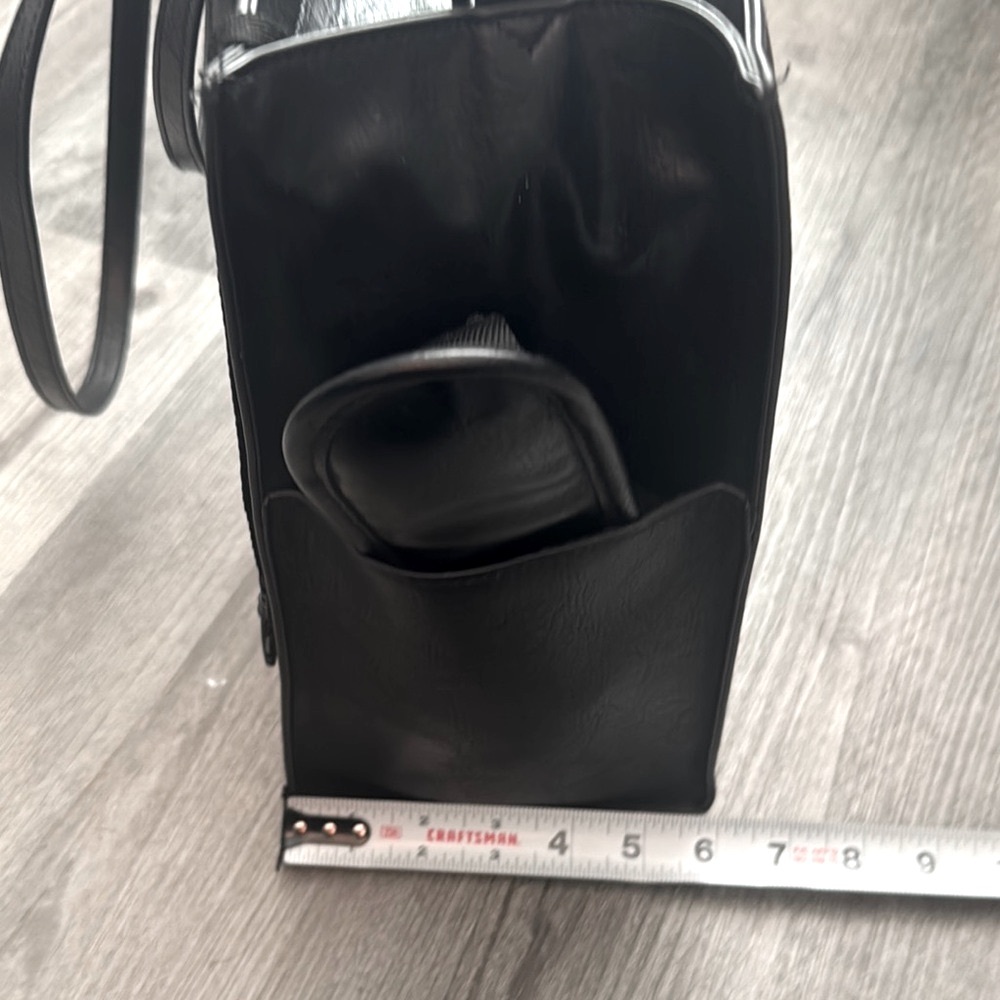 BEIS Vegan Leather Black Structured Work Tote w/Handles & Crossbody Strap - Picture 7 of 16